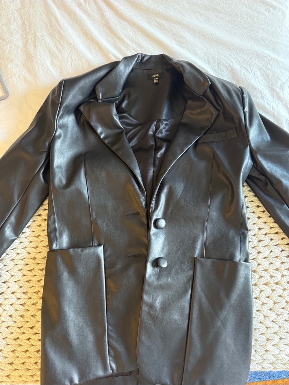 AFRM oversized leather jacket with shoulder pads